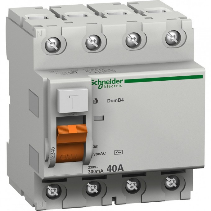 Дифференциальный выключатель нагрузки SCHNEIDER ELECTRIC ДОМОВОЙ ВД63 4П 63A 300MA АС, Испания 11468