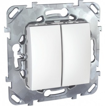 Выключатель 2-клавишный SCHNEIDER ELECTRIC UNICA, сх. 5, 10 АX, 250 В, БЕЛЫЙ