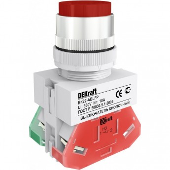 Выключатель кнопочный SCHNEIDER ELECTRIC DEKRAFT ABLFP ?22 мм Цвет:КРАСНЫЙ 220В ВK-22