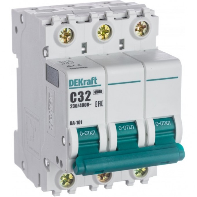 Автоматический выключатель SCHNEIDER ELECTRIC DEKRAFT 3Р 32А х-ка C ВА-101 4,5кА 11081DEK