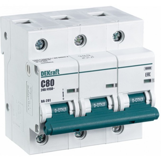Автоматический выключатель SCHNEIDER ELECTRIC DEKRAFT 3Р 80А х-ка С ВА-201 10кА 13008DEK