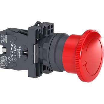 Кнопка аварийной остановки SCHNEIDER ELECTRIC HARMONY EASY XA2 с возвратом, поворотная, красная, 40мм, 1НЗ