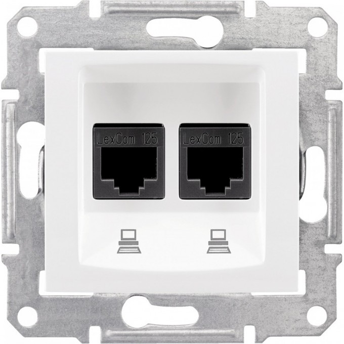 Розетка двойная компьютерная SCHNEIDER ELECTRIC SEDNA RJ45, кат. 5е, неэкр. UTP, белый SDN4400121