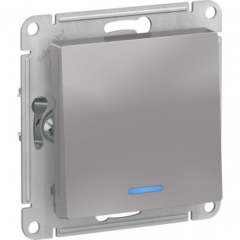 1-клавишный выключатель SCHNEIDER ELECTRIC ATLASDESIGN с подсветкой, алюминий