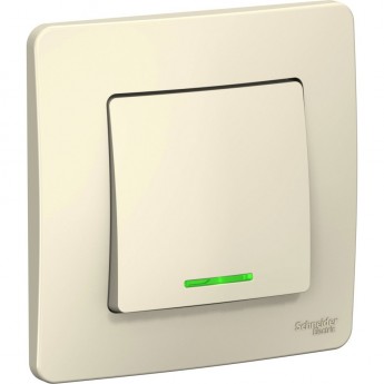 1-клавишный выключатель SCHNEIDER ELECTRIC BLANCA (cх.1) с подсветкой, 10А, 250B, МОЛОЧНЫЙ