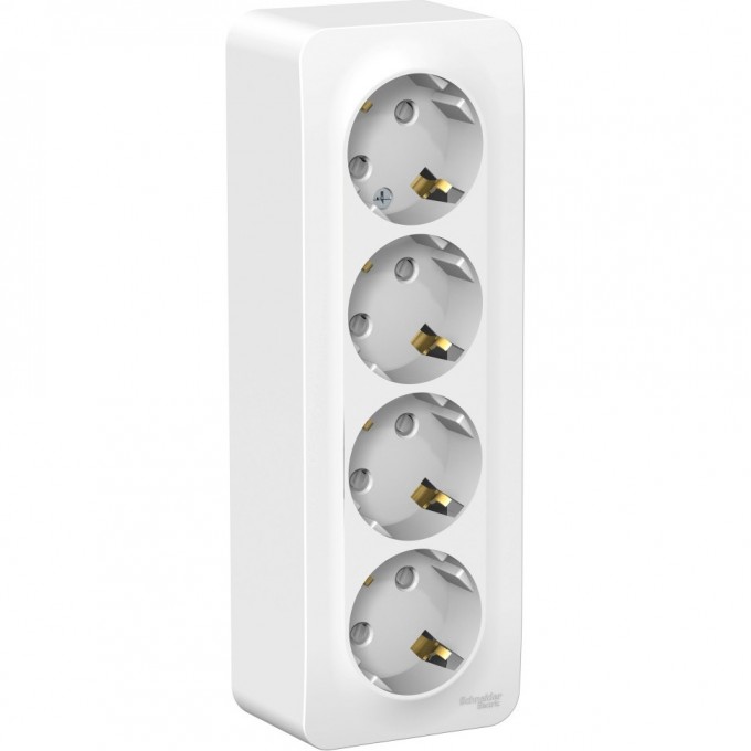 Четырёхместная розетка SCHNEIDER ELECTRIC BLANCA с заземлением, со шторкой, с изолирующей пластиной, 16А, 250В, БЕЛЫЙ BLNRA011411