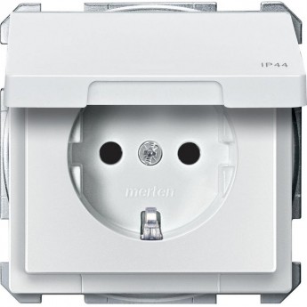 Механизм розетки SCHNEIDER ELECTRIC MERTEN с крышкой з/шт IP44, ПОЛ.БЕЛЫЙ, QF SD
