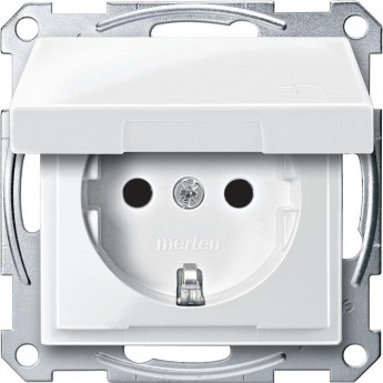 Механизм розетки SCHNEIDER ELECTRIC MERTEN с крышкой з/шт, ПОЛ.БЕЛЫЙ, QF SM