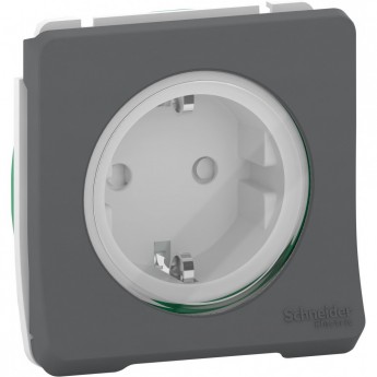 Механизм SCHNEIDER ELECTRIC MUREVA S розетки с заземляющим контактом и шторками, АНТРАЦИТ, IP55