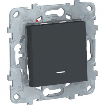 Переключатель 1-клавишный SCHNEIDER ELECTRIC UNICA NEW, перекрестный, с подсветкой, сх.7а, антрацит