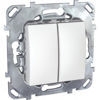 Переключатель 2-клавишный SCHNEIDER ELECTRIC UNICA, 2 х сх. 6, 10 АX, 250 В, белый