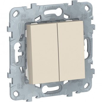 Переключатель 2-клавишный SCHNEIDER ELECTRIC UNICA NEW, 2 х сх. 6, 10 AX, 250 В, бежевый