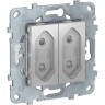 Розетка 2-модульная SCHNEIDER ELECTRIC UNICA NEW, без заземления, со шторками, винтовые зажимы, 10 А, алюминий NU503130