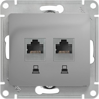 Розетка двойная компьютерная SCHNEIDER ELECTRIC GLOSSA RJ45+RJ45, кат.5E, механизм, алюминий