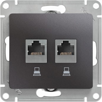 Розетка двойная компьютерная SCHNEIDER ELECTRIC GLOSSA RJ45+RJ45, кат.5E, механизм, графит