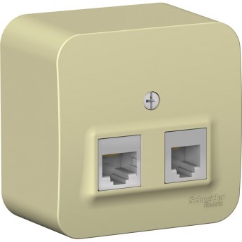 Розетка двойная компьютерная/телефонная SCHNEIDER ELECTRIC BLANCA RJ45+RJ11, кат.5E, с изолирующей пластиной, бежевый