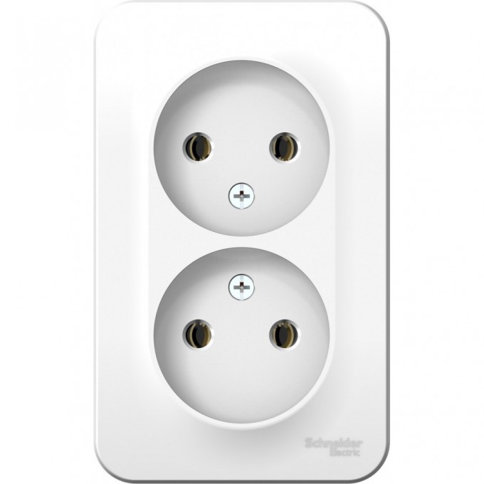 Розетка двойная SCHNEIDER ELECTRIC BLANCA без заземления, без шторок, с изолирующей пластиной, 16А, 250В, белый BLNRA000211