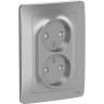Розетка двойная SCHNEIDER ELECTRIC BLANCA с/у без заземления, со шторками, 16А, 250В, алюминий BLNRS000123