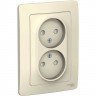 Розетка двойная SCHNEIDER ELECTRIC BLANCA с/у без заземления, со шторками, 16А, 250В, молочный BLNRS000122