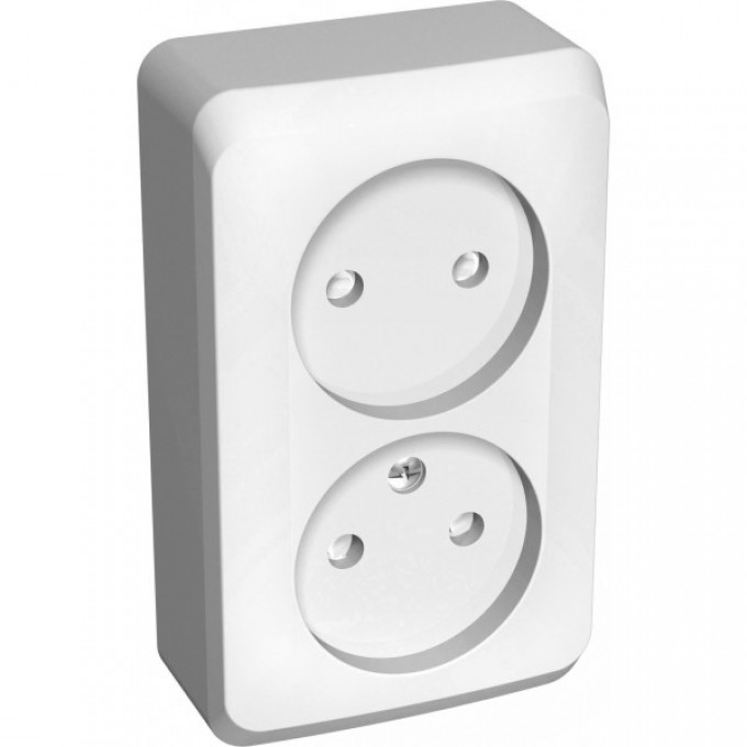 Розетка двойная SCHNEIDER ELECTRIC ЭТЮД без заземления со штороками 16А 250B, белый, Россия PA16-006B