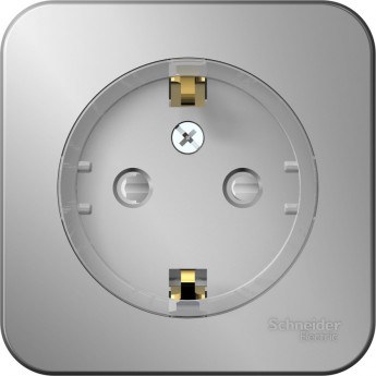 Розетка SCHNEIDER ELECTRIC BLANCA с заземлением, со шторками, (компакт), с изолирующей пластиной, 16А, 250В, алюминий