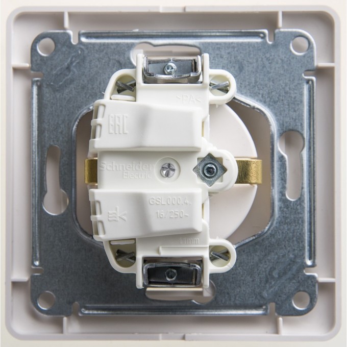 Розетка SCHNEIDER ELECTRIC GLOSSA с заземлением, со шторкой, в сборе, перламутр GSL000644