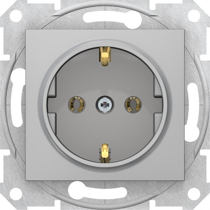 Розетка SCHNEIDER ELECTRIC SEDNA c з/к, без шторок, быстрозажимные контакты, алюминий SDN3001860
