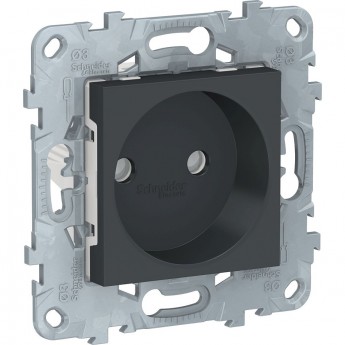 Розетка SCHNEIDER ELECTRIC UNICA NEW без заземления, со шторками, с винтовыми зажимами, 16 А, 250 В, антрацит