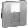 Розетка SCHNEIDER ELECTRIC UNICA NEW компьютерная, RJ45, одиночная, категория 5е STP,2 модуля, алюминий NU341330