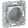 Розетка SCHNEIDER ELECTRIC UNICA NEW с заземлением, без шторок, с быстрозажимными клеммами, алюминий NU505630