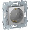 Розетка SCHNEIDER ELECTRIC UNICA NEW с заземлением, без шторок, с винтовыми зажимами, 16 А, 250 В, алюминий NU503630