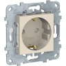 Розетка SCHNEIDER ELECTRIC UNICA NEW с заземлением, со шторками, с винтовыми зажимами, 16 А, 250 В, бежевый NU503744