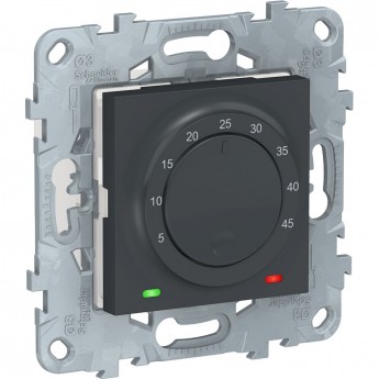 Термостат теплого пола SCHNEIDER ELECTRIC UNICA NEW, 10А, выносной термодатчик, антрацит