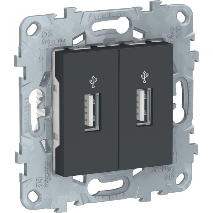 USB-коннектор SCHNEIDER ELECTRIC UNICA NEW, 2-местный, антрацит NU542754