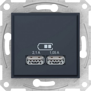 USB-розетка SCHNEIDER ELECTRIC SEDNA, 2,1А (2x1,05А), ГРАФИТ