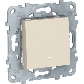 Выключатель 1-клавишный SCHNEIDER ELECTRIC UNICA NEW, с подсветкой, сх. 1а, бежевый