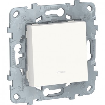 Выключатель 1-клавишный SCHNEIDER ELECTRIC UNICA NEW, с подсветкой, сх. 1а, белый