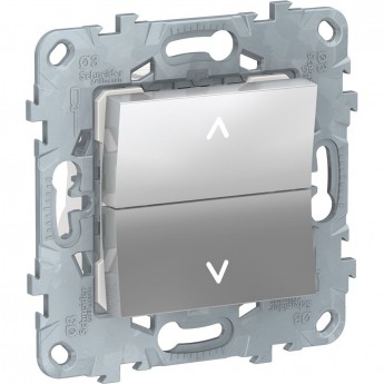 Выключатель 2-клавишный SCHNEIDER ELECTRIC UNICA NEW, для жалюзи, без фиксации, 2 х сх.4, алюминий