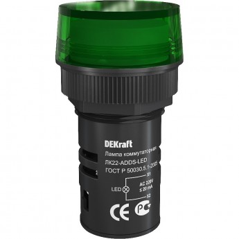 Лампа сигнальная SCHNEIDER ELECTRIC DEKRAFT ADDS 22 мм Цвет:ЗЕЛЕНЫЙ LED 220В ЛK-22 DEKra
