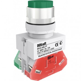 Выключатель кнопочный SCHNEIDER ELECTRIC DEKRAFT ABLFP ?22 мм Цвет:ЗЕЛЕНЫЙ 220В ВK-22