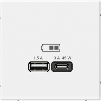 Розетка USB SCHNEIDER ELECTRIC ARTGALLERY SE GAL000129 тип A+C 45Вт QC PD ЗУ, механизм, белый