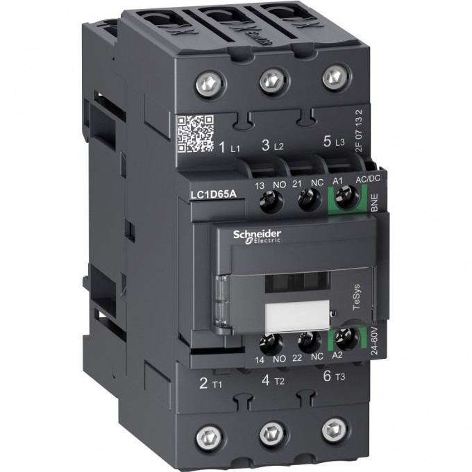 Контактор SCHNEIDER ELECTRIC TESYS D 3P,65A,НО+НЗ, с универсальной катушкой управления 24-60BAC/DC LC1D65ABNE