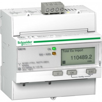 Поверенный счетчик 3-фазный активный SCHNEIDER ELECTRIC ACTI 9 iEM3155, 4 тарифа, RS-485, кл. точн. 1, прям. вкл.